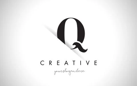 Q Letter Logo Design with Creative Paper Cut Stock Illustration