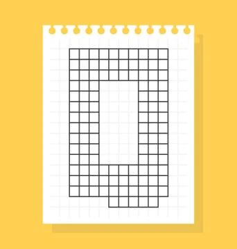 Q letter on notepad sheet of squared paper, made of squares. Vector illustrat Stock Illustration