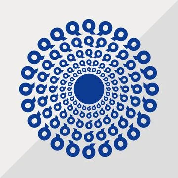 Q letter patterns conceptual mandala vector illustration. Q text textures Stock Illustration