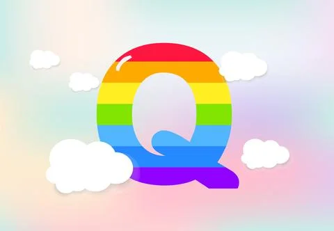 Q Letter Rainbow patterns design, abstract rainbow letter for kids, love, f.. Stock Illustration