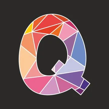 Q low poly alphabet vector letter isolated on black background Stock Illustration