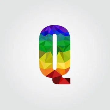 Q Polygon alphabet colorful font style. Vector illustration Stock Illustration