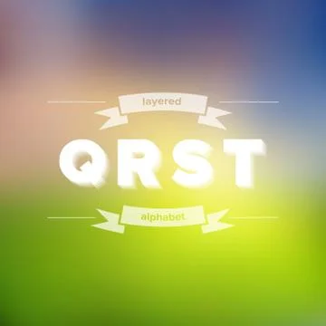 Q R S T Flat Layered Alphabet on Blurred Background Stock Illustration