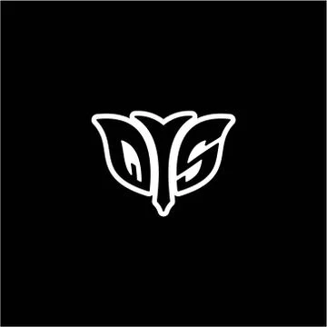 Q S Initials bow arrow, simple modern minimalist design. black and white. Illustrazione stock