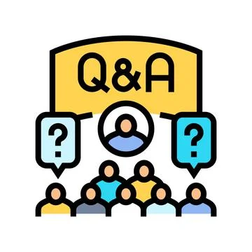 Q&amp;a session virtual conference color icon vector illustration 스톡 일러스트