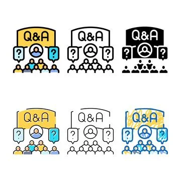 Q&amp;a session virtual conference color stylized icon vector 스톡 일러스트