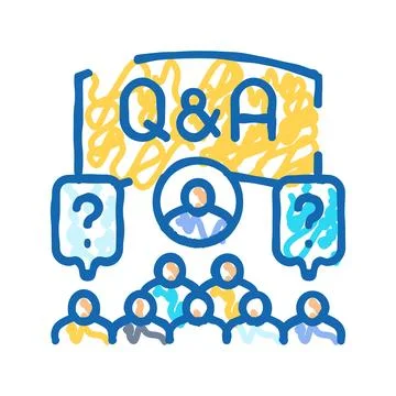 Q&amp;a session virtual conference icon doodle illustration Stock Illustration
