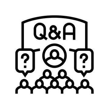 Q&amp;a session virtual conference line icon vector illustration Stock Illustration