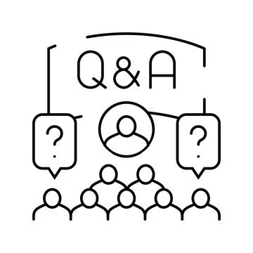 Q&amp;a session virtual conference line icon vector illustration 스톡 일러스트