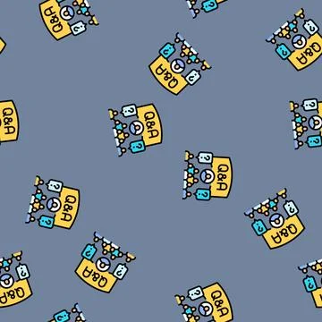 Q&amp;a session virtual conference vector seamless pattern Stock Illustration