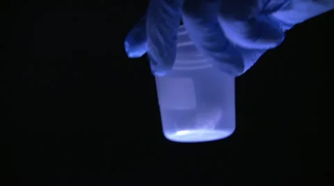 Q-tips placing cotton ball in lab test container Stock Footage 20448214