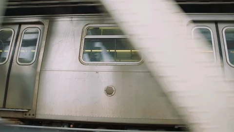 Q train riding over the manhattan bridge Stock Footage 86324704