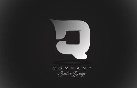Q white gradient alphabet letter logo icon with black background. Creative de Stock Illustration
