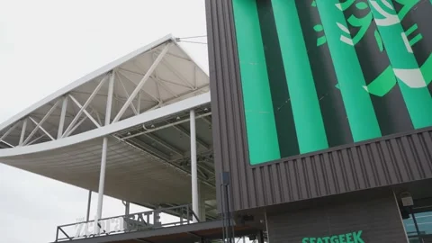 Q2 Stadium Green Mural Tree Design Wall Detail Austin Texas 610 Stock Footage 320800946