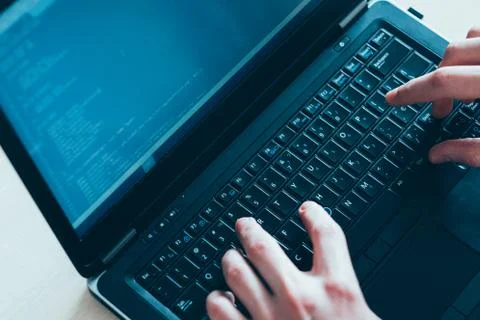 Qa automation testing it engineer code laptop Stock Photos