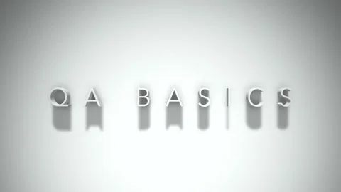 Qa basics 3D title animation with shadows on a white background Stock Footage 296899448