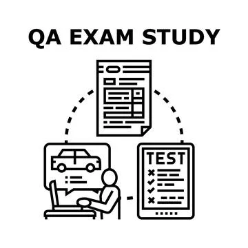 Qa exam study analyzing data quality testing concept Stockillustratie