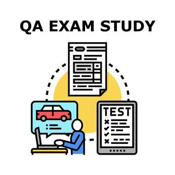 Qa exam study analyzing data quality testing concept Stock Illustration