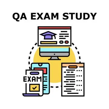 Qa exam study online learning and education concept 库存插图
