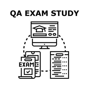 Qa exam study online learning and education concept Illustrazione stock