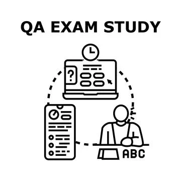 Qa exam study passing test online education Stock Illustration