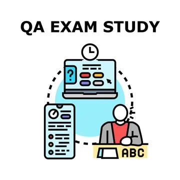 Qa exam study passing test online education 库存插图