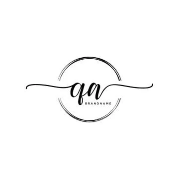 QA Initial handwriting logo with circle template vector Stock Illustration