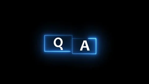 QA Initials in animated White Neon Light Inside Blue Rectangular Frames on .. Stock Footage 332059563