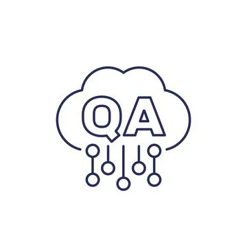 QA line icon with cloud, Quality Assurance vector Stockillustratie