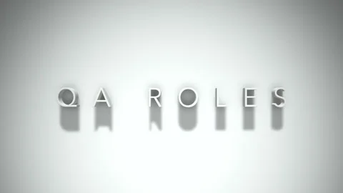 QA Roles 3D title animation with shadows on a white background Stock Footage 296507538