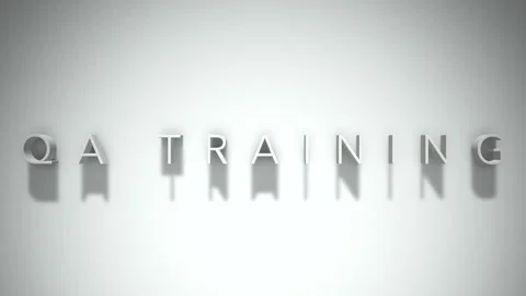 QA Training 3D title animation with shadows on a white background Stock Footage 296507541
