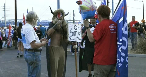 QAnon Theory Supportorter Stock Footage 142854821