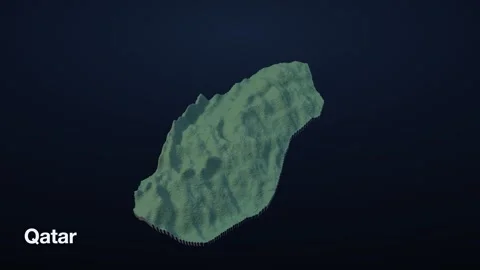 Qatar 3D elevation relief map Видео 340608356