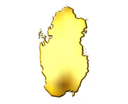 Qatar 3d Golden Map Stock Illustration