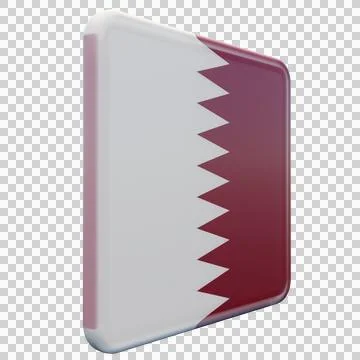 Qatar 3d illustration flag on pole. Wood flagpole Stock Illustration