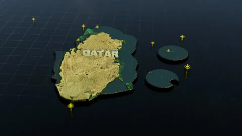 Qatar 3D Map With Animation Stock Footage 309444269