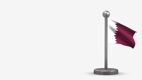 Qatar 3D waving flag animation on tiny flagpole. Stockbeeldmateriaal 120798634