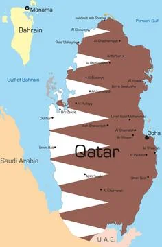 Qatar Abstract vector color map of Qatar country colored by national flag ... Stock Photos