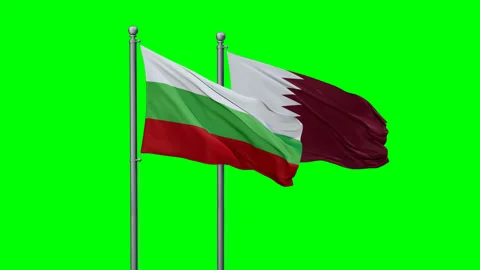 Qatar and Bulgaria two flags Stock Footage 291848944