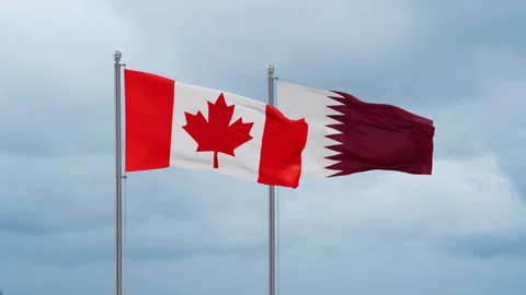 Qatar and Canada flag 스톡 동영상 252025887