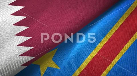 Qatar and Congo Democratic Republic two flags textile cloth Stock Photos
