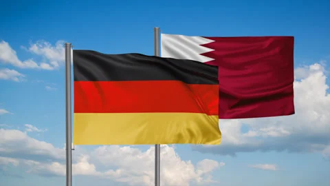 Qatar and Germany flag Stock Footage 245111362