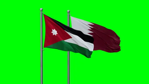 Qatar and Jordan two flags Stock Footage 292801830