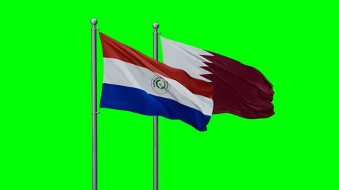 Qatar and Paraguay two flags Stock-Footage 293211532