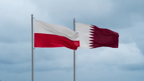 Qatar and Poland flag Video stock 252429355
