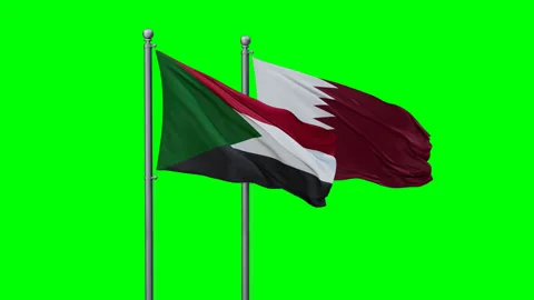 Qatar and Sudan two flags Stock-Footage 293736245
