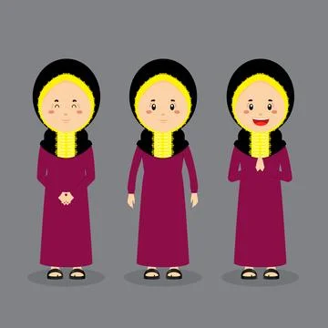Qatar Character with Various Expression Stock Illustration