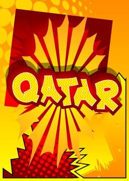 Qatar. Comic book word text on abstract comics background. Retro pop art styl イラスト素材