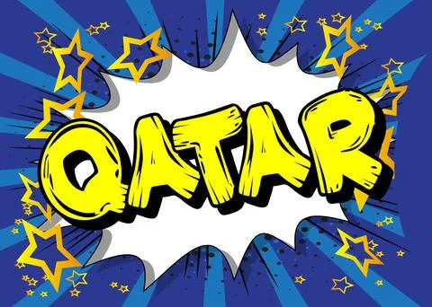 Qatar. Comic book word text on abstract comics background. Retro pop art styl Illustrazione stock