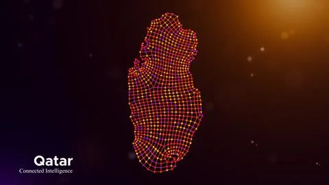 Qatar Connected Intelligence Technology Network Map Presentation Concept Stock Illustration